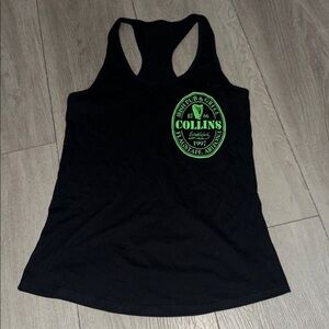 Black Tank Top with Green Collin Irish pub and grill tank